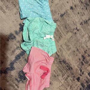 Set of Three Baby Shorts - Blue, Green, Pink